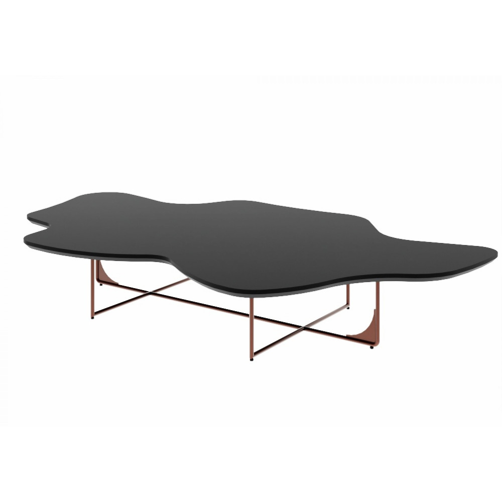 Mesa de Centro 160Cm Tampo Mdf Avelã Metal Na Cor Preto