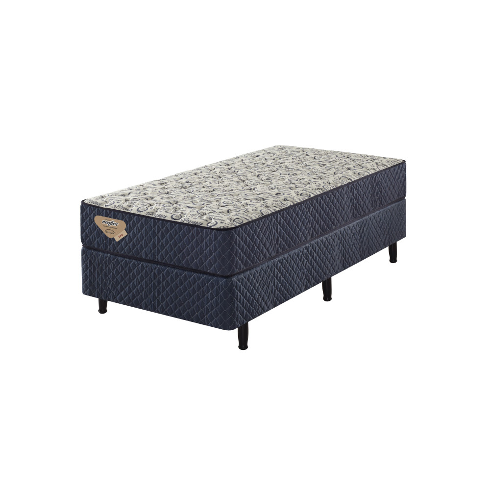 Cama Box Solteiro Ecoflex Flex Energy Cor Azul 88X188X25 Cm