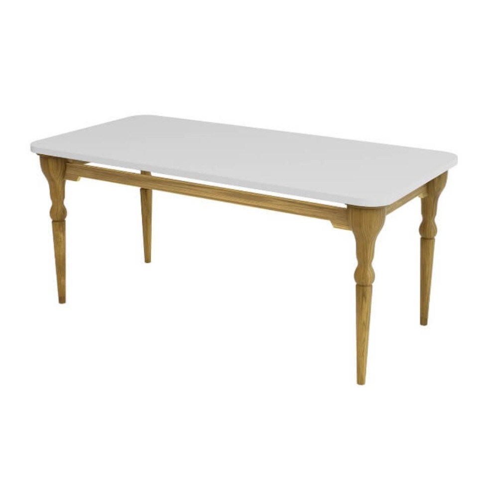 Mesa de Jantar 250X110Cm Grécia Carvalho e Branco