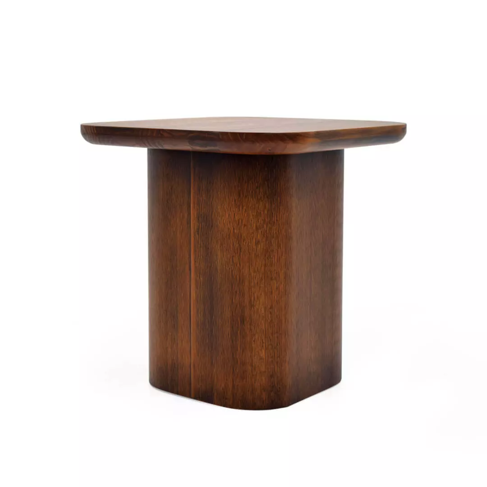 Mesa Lateral Madeira Maciça Davos Castanho Canela 56 X 56 Cm