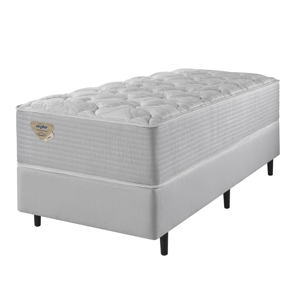 Cama Box Solteiro Ecoflex Privilege Molas Wide Prata 88X188X60 Cm