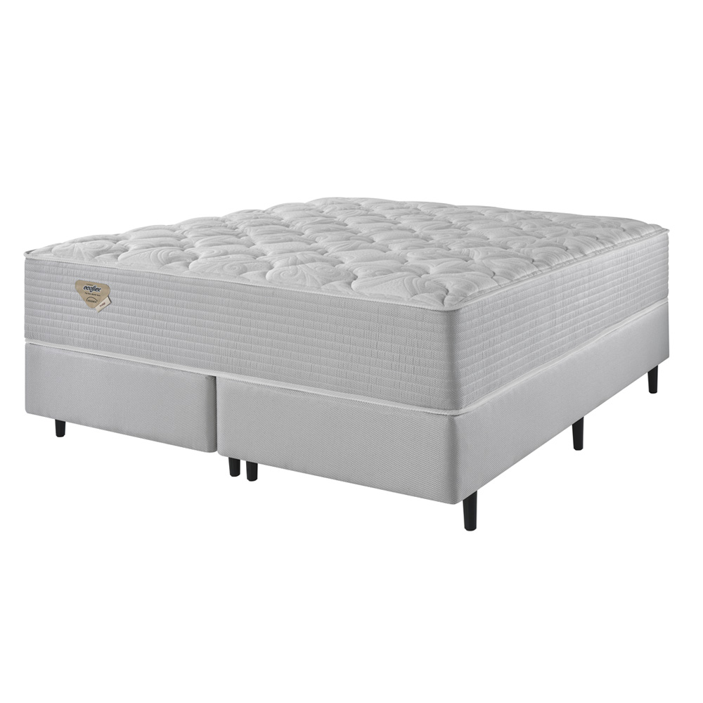 Cama Box Queen Ecoflex Privilege Molas Wide Prata 158X198X60 Cm