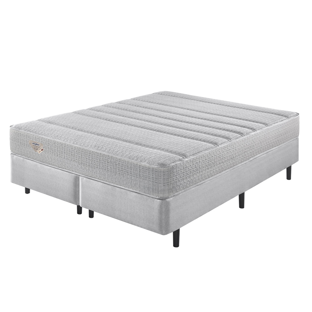 Cama Box King Ecoflex Blend Molas Ensacadas Cinza 193X203X55 Cm