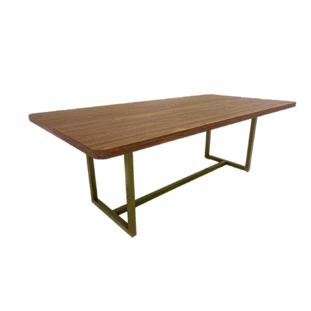 Mesa Jantar Tampo Mdf Cantos Arredondados Base Metal Epoxi 180Cm