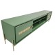 Rack Tv Alberty 180 Cm Laca Verde com Portas Detalhe Palhinha