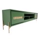 Rack Tv Alberty 180 Cm Laca Verde com Portas Detalhe Palhinha