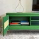 Rack Tv Alberty 180 Cm Laca Verde com Portas Detalhe Palhinha