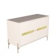 Balcão Buffet Alberty 113 Cm Off White Detalhe Chanfrado Palhinha