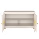 Balcão Buffet Alberty 113 Cm Off White Detalhe Chanfrado Palhinha