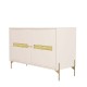 Balcão Buffet Alberty 113 Cm Off White Detalhe Chanfrado Palhinha