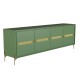 Balcão Buffet Alberty 220 Cm Verde Portas Chanfradas e Palhinha