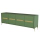 Balcão Buffet Alberty 220 Cm Verde Portas Chanfradas e Palhinha