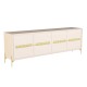 Balcão Buffet Alberty 220 Cm Off White Portas Chanfrado Palhinha