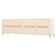 Balcão Buffet Alberty 220 Cm Off White Portas Chanfrado Palhinha