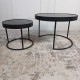 Conjunto de Mesa de Centro Jhon Base Metal Tampo Mdf Laca Preto