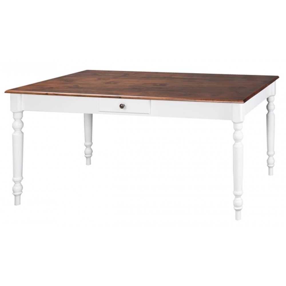 Mesa de Jantar Retangular 160 X 80 Cm 1 Gaveta Branco e Castanho