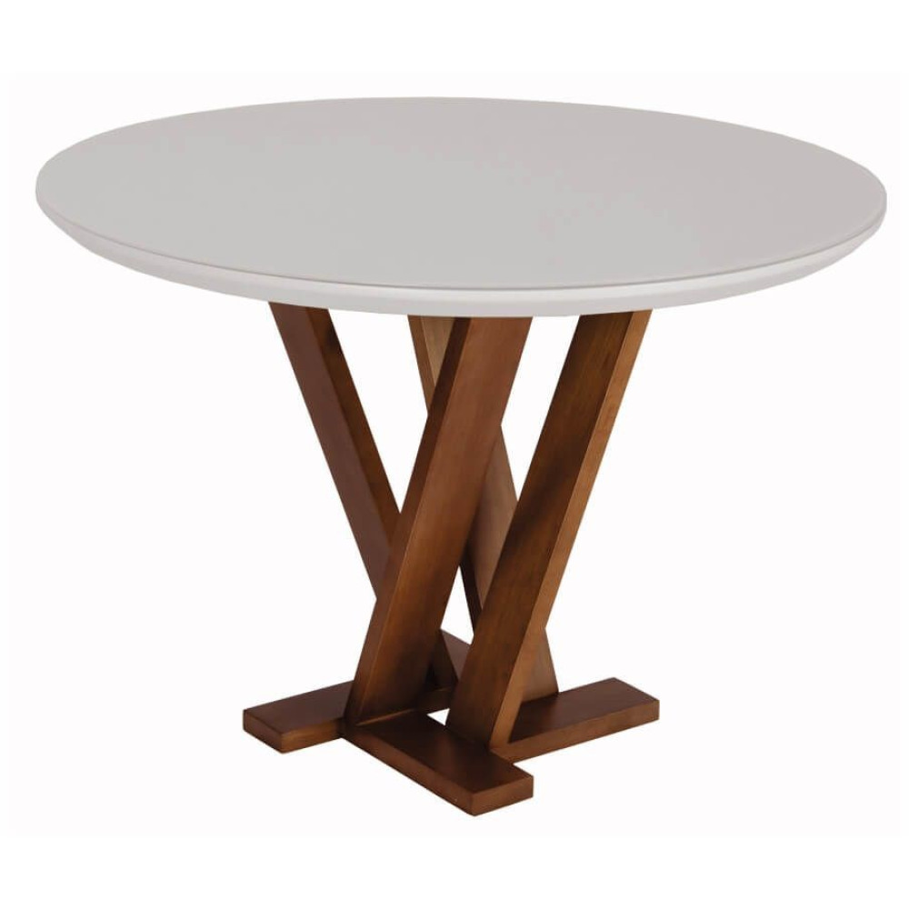 Mesa de Jantar Redonda Madeira Tampo 120 Cm Ametista Fendi