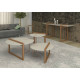 Conjunto Mesa de Centro 60 Cm e Aparador 120 Natural e Off White