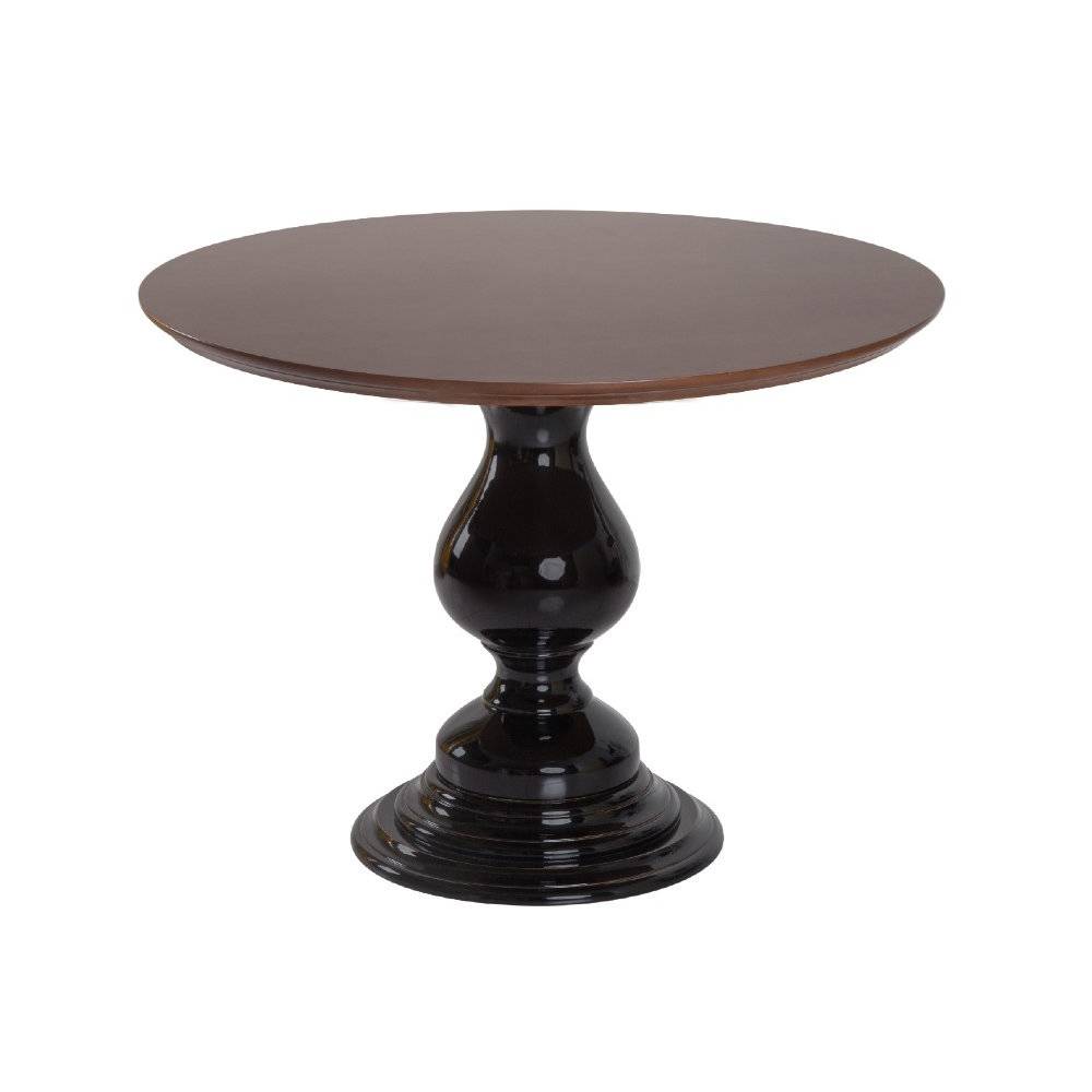 Mesa de Jantar Redonda 90 Cm Base Preto Tampo Imbuia Centinado