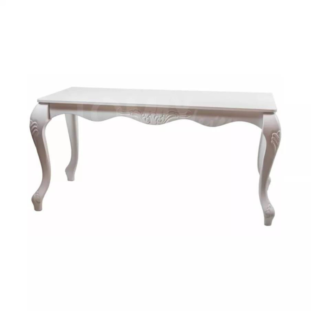 Mesa de Jantar de Madeira Clássico Entalhado 200 X 100Cm Bolt Branco