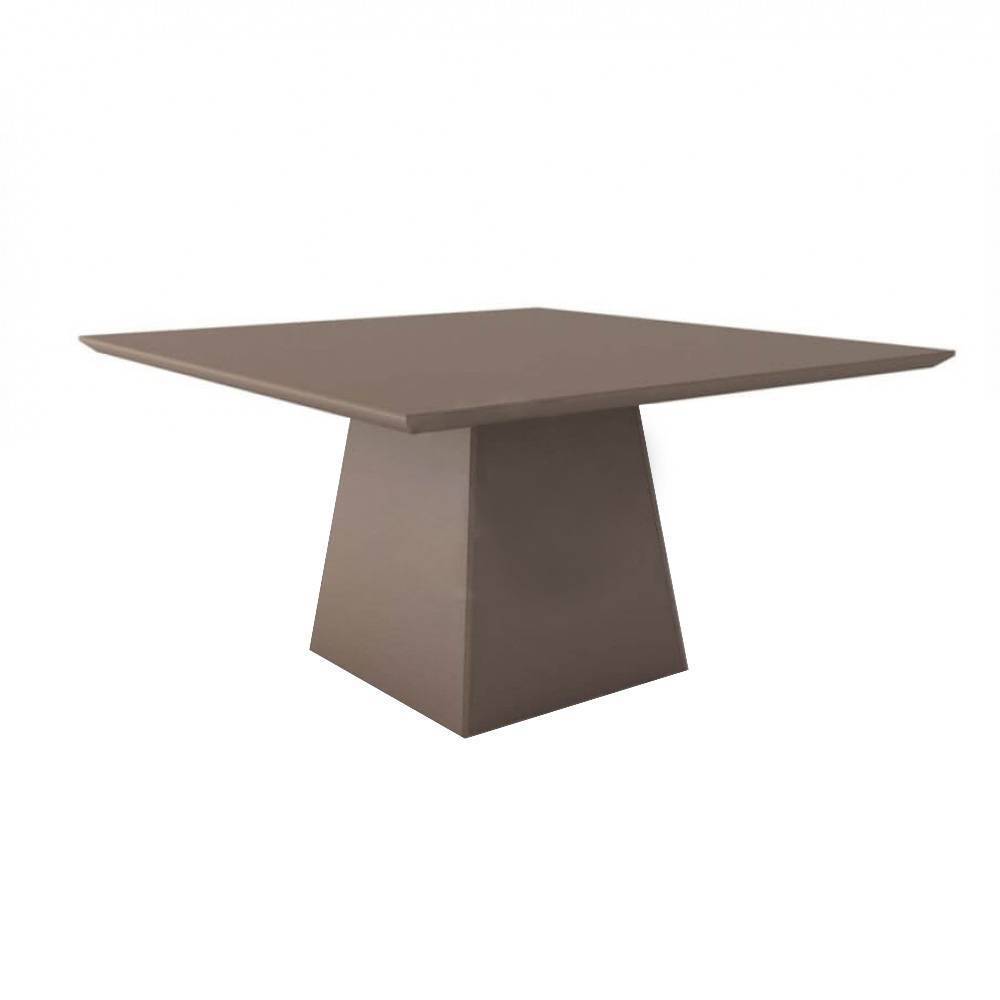 Mesa de Jantar Quadrada 140 Cm de Mdf Cor Fendi Tampo com Vidro