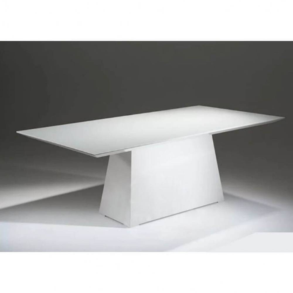 Mesa de Jantar Madeira Tampo 180 X 100 Cm com Vidro Málaga Branco