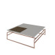 Mesa de Centro Quadrada 100 X 100Cm Off White com Metal Dourado