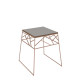 Mesa de Canto 60X 60Cm Metallica Off White com Metal Dourado