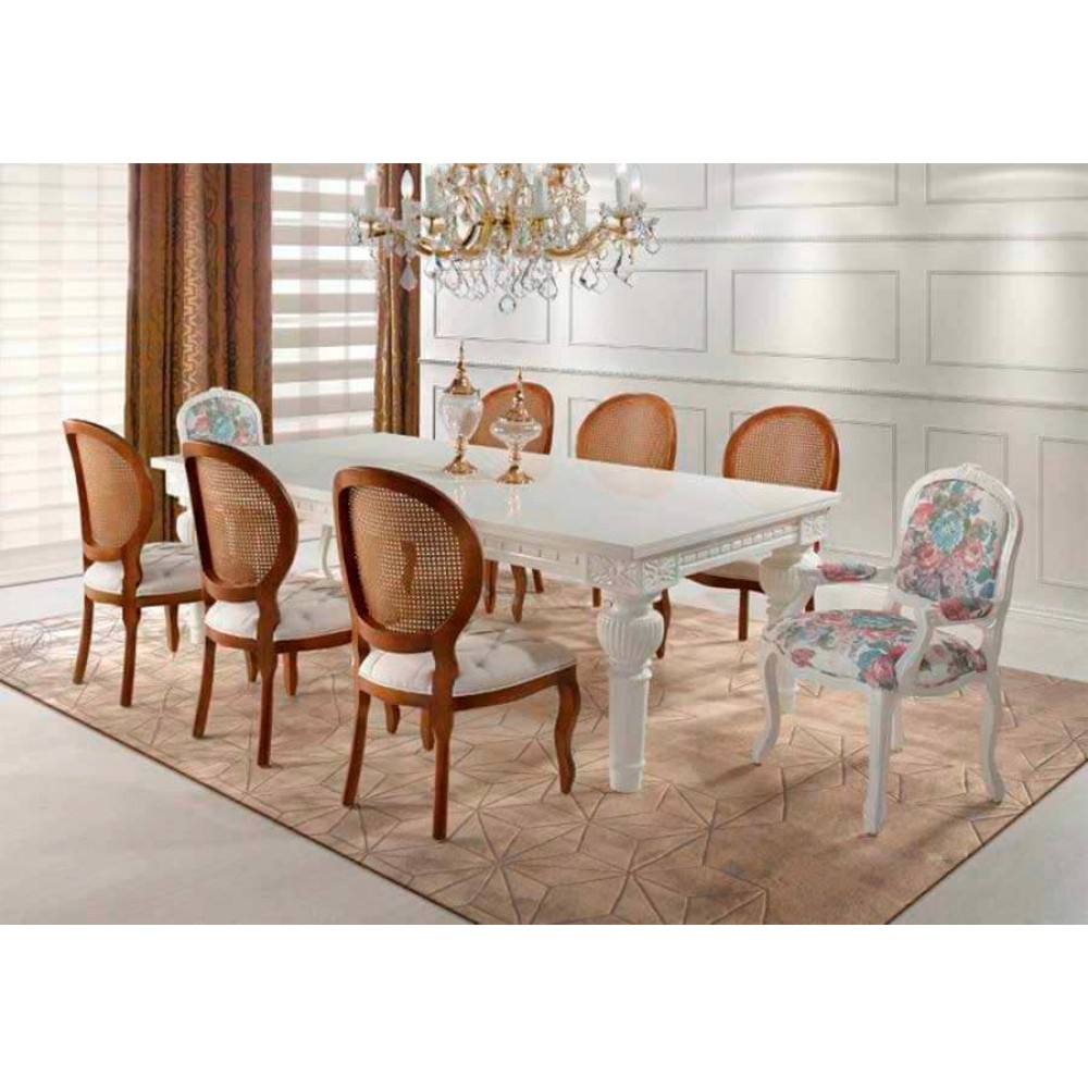 Mesa de Jantar Retangular Catarina em Madeira 280 X 120 Cm Branco