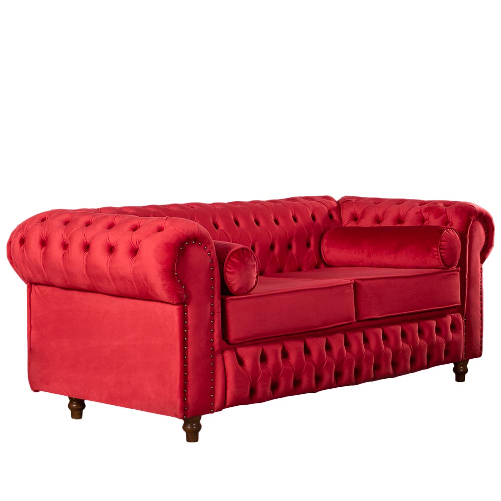 Sofá 2 Lugares Chesterfield Veludo Vermelho