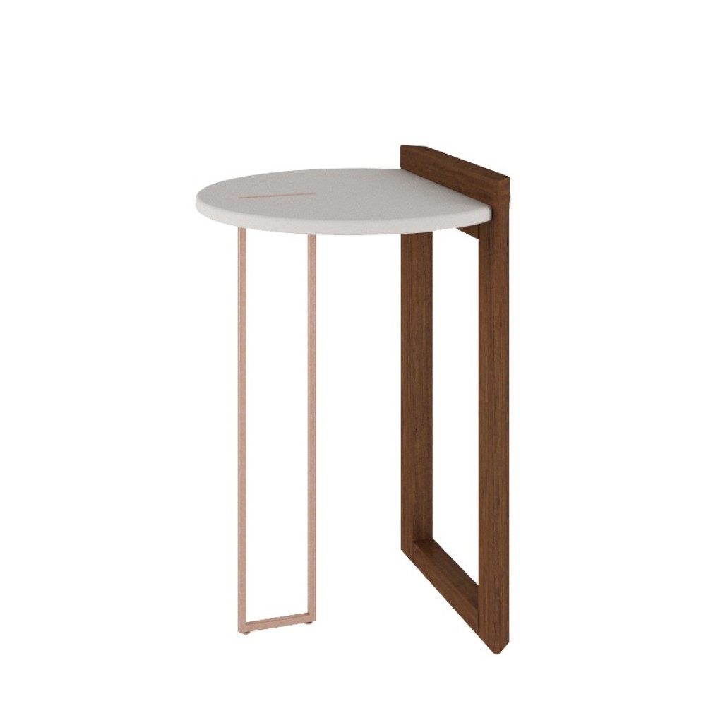 Mesa de Canto Menor Olinda 48 X 48 Amêndoa com Off White