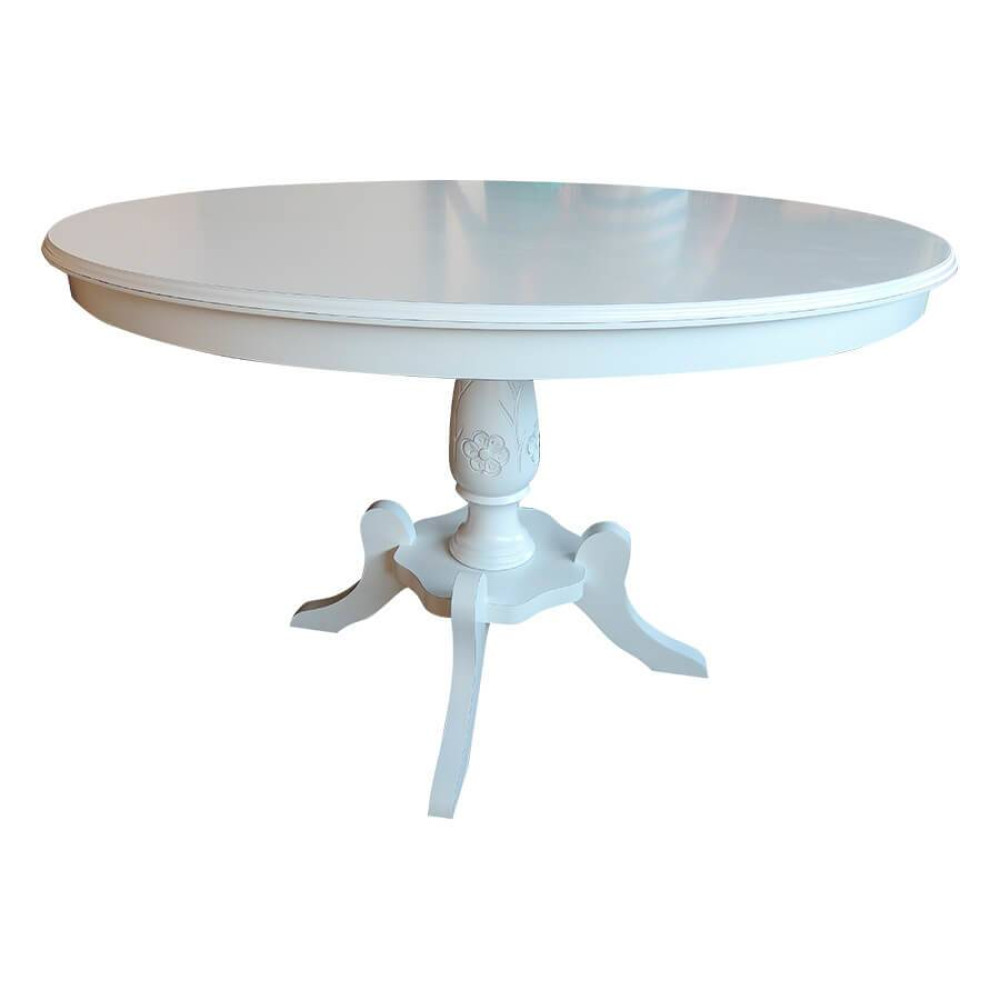 Mesa de Jantar Caroline Redonda 80 Cm de Madeira Cor Branco