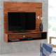 Painel Ouro de Eucalipto para Tv 134 X 115Cm com Nicho Natural e Preto