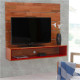 Painel Ouro de Eucalipto para Tv 134 X 115Cm com Nicho Natural e Vermelho