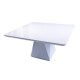 Mesa de Jantar Quadrada 140 Cm com Tampo de Vidro Cor Off White