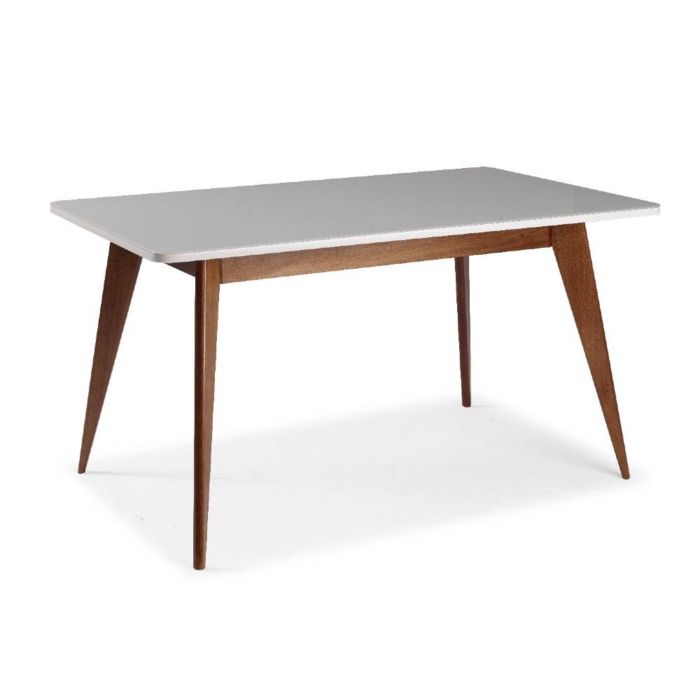 Mesa de Jantar Quadrada Tampo de Vidro 100 X 100 Cm Cor Amêndoa