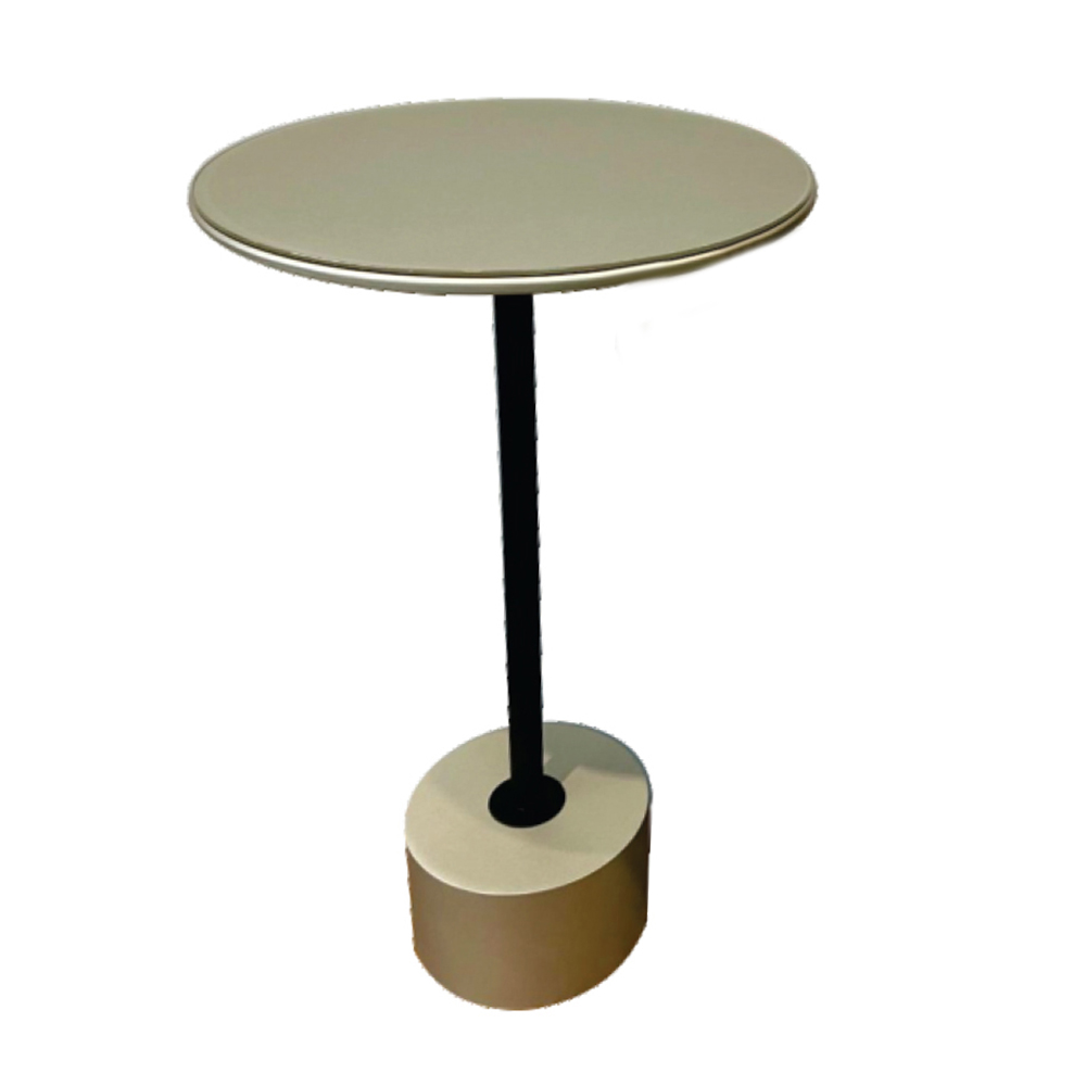 Mesa Lateral Tampo Vidro Laminado 38 Cm Ø Base Mdf Pé Cilindro