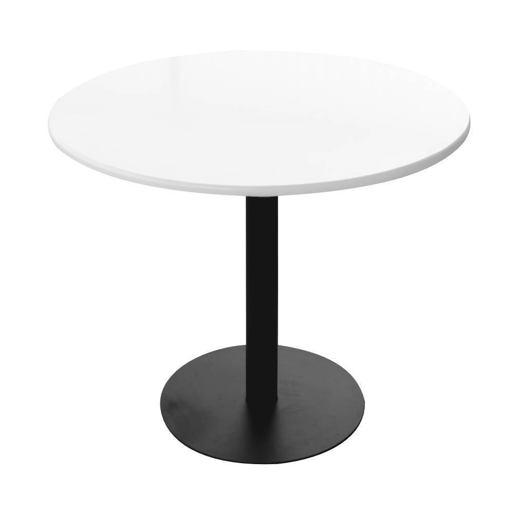 Mesa de Apoio La Arthur Redondo 90Cm Base Metal Preto Tamp Branco