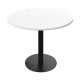 Mesa de Apoio La Arthur Redondo 90Cm Base Metal Preto Tamp Branco