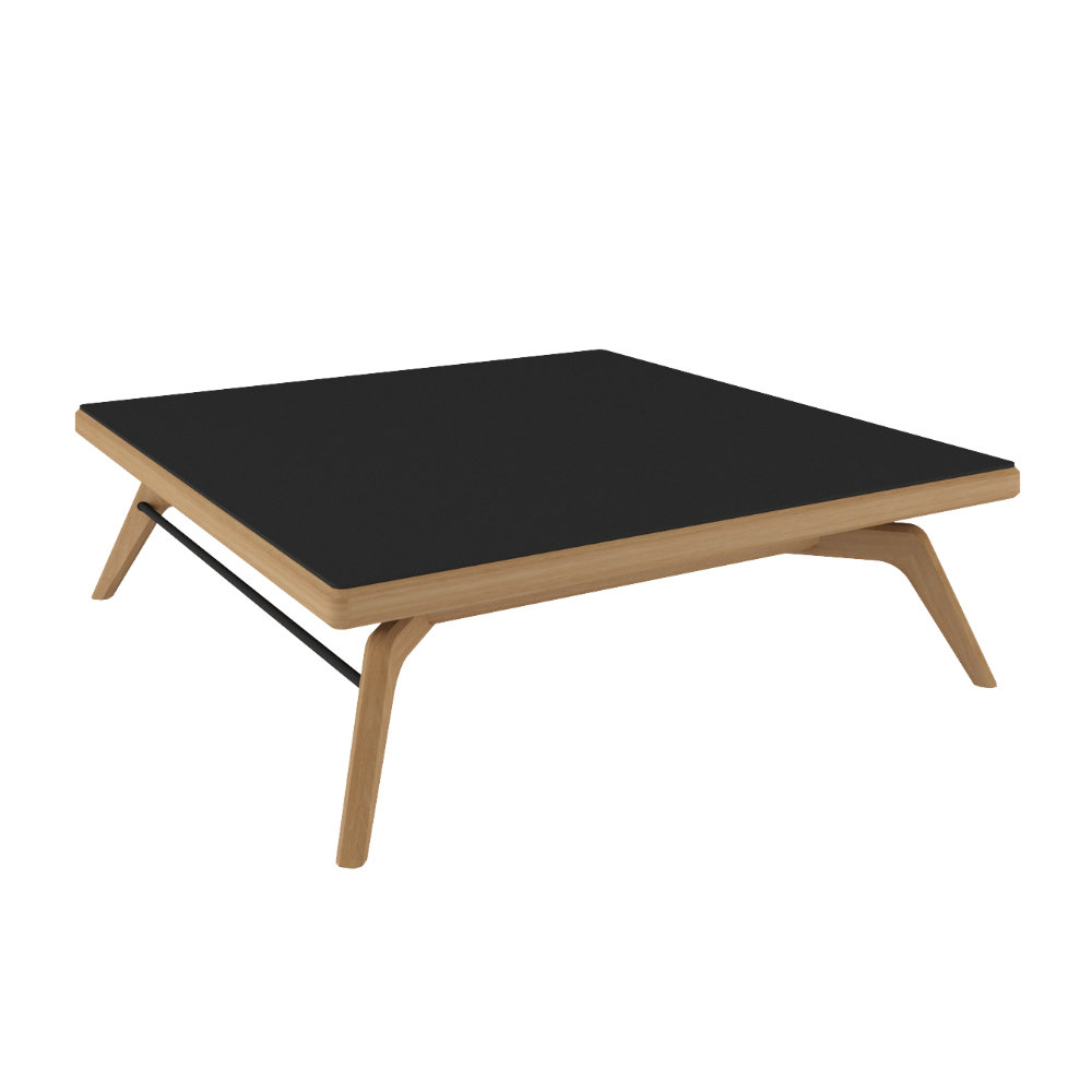 Mesa de Centro Quadrada Vitória 100Cm Natural com Preto