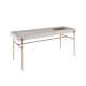 Mesa de Centro Retangular Menor 120Cm Off White com Dourado