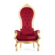 Poltrona Trono Princess Cor Dourado Tecido Veludo Vermelho