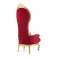 Poltrona Trono Princess Cor Dourado Tecido Veludo Vermelho