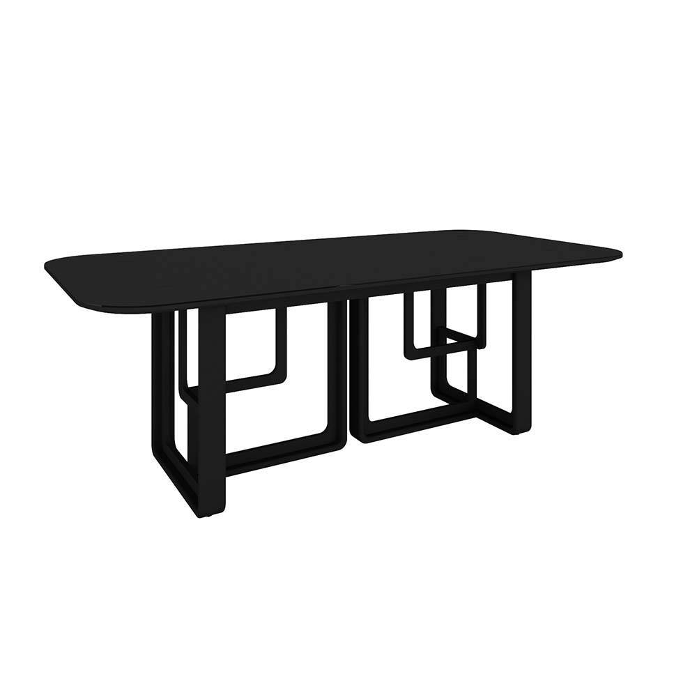 Mesa de Jantar Castanhal Retangular de Madeira Maciça 220 X 110Cm Ébano com Preto