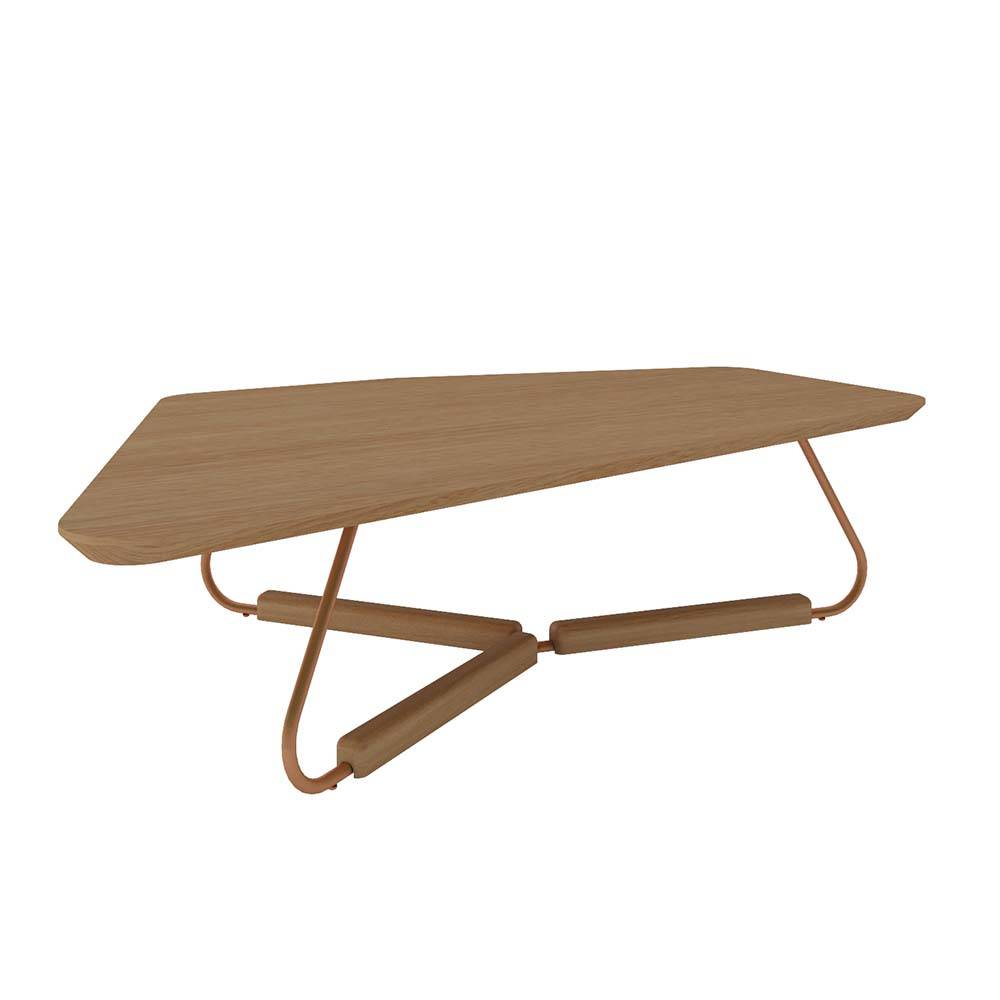 Mesa de Centro Tulsa Madeira 110 X 68Cm Natural com Metal Dourado