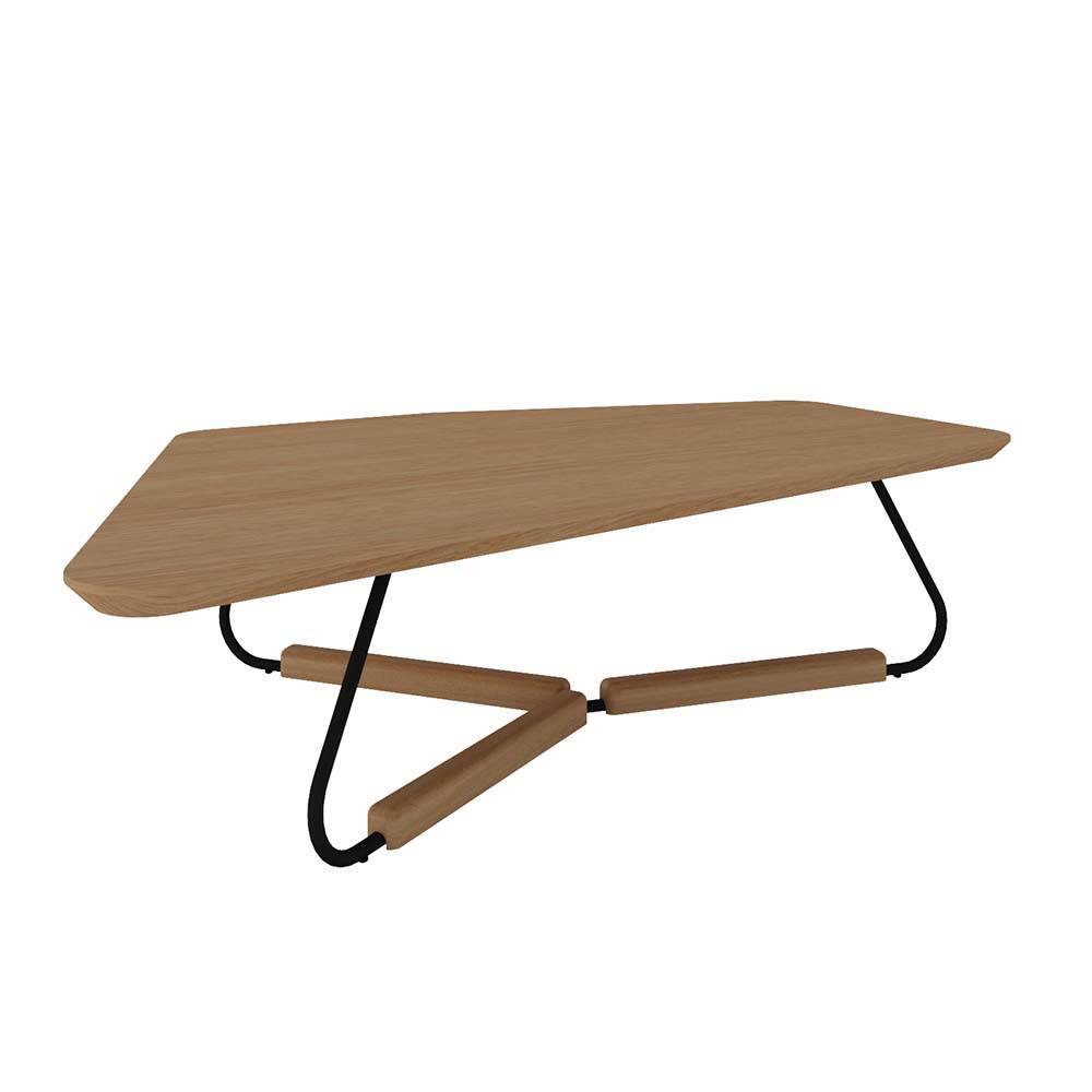 Mesa de Centro 110 X 68 Cm Tampo Mdf Cor Natural com Metal Preto