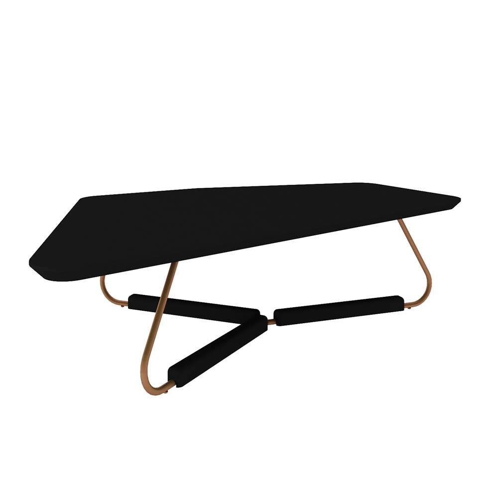 Mesa de Centro Tulsa Madeira 110 X 68Cm Ébano com Metal Dourado