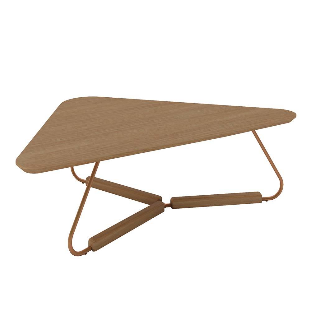 Mesa de Centro Tulsa Madeira 105 X 65 Cm Natural e Metal Dourado