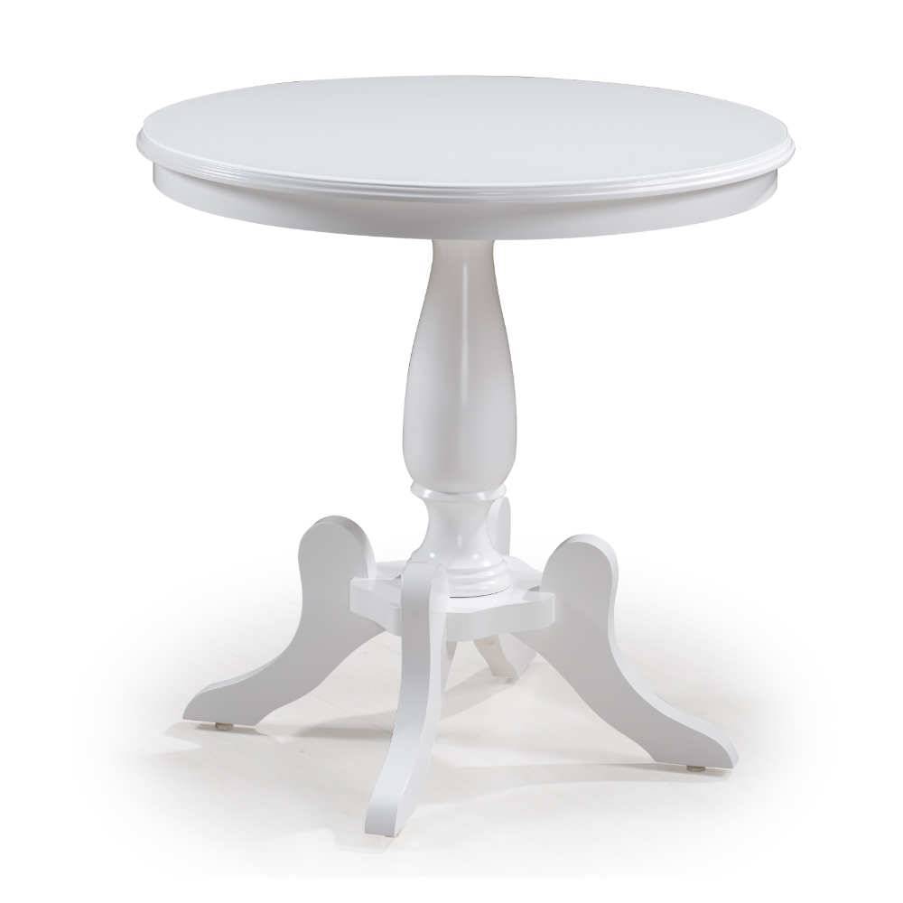 Mesa de Apoio Paris Redonda 90Cm de Madeira Base Branco Vidro Branco