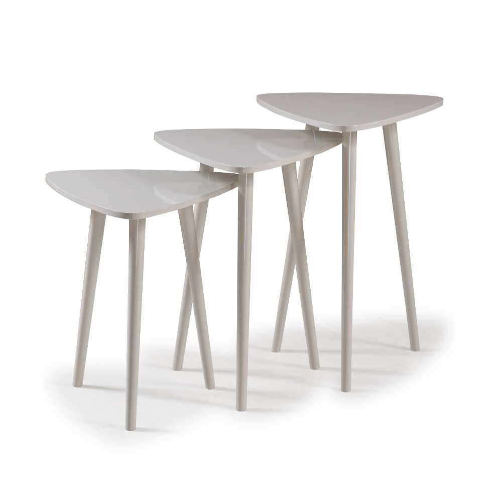 Conjunto 3 Mesa Ninho Tulipa com Tampo de Madeira Branco